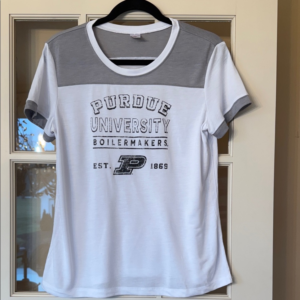Purdue University Women's Gray and White Top size L